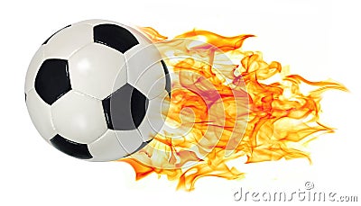 Soccer ball in flames Stock Photo