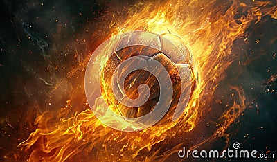 soccer ball in flames wallpaper Stock Photo