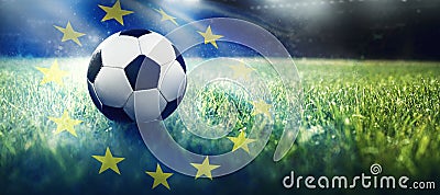 Soccer ball in the Stadion EU Stock Photo