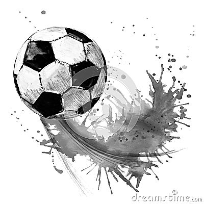 Soccer ball. football watercolor hand drawn illustration Cartoon Illustration