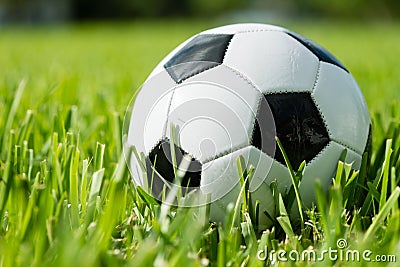 Soccer Ball Futbol on Grass Stock Photo