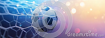 Soccer Ball in Goal. Multicolor Background Stock Photo