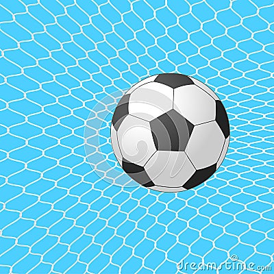 Soccer ball in goal. Vector. Vector Illustration