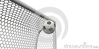 Soccer ball going into the top of the corner of the goal football Stock Photo