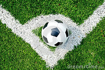Soccer ball on green grass Stock Photo