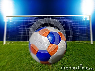 Soccer Ball Heading The Goal Stock Photo