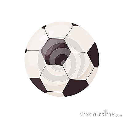 Soccer ball icon. European football equipment. Hexagon soccerball. Sports circle object for field game. Realistic flat Vector Illustration