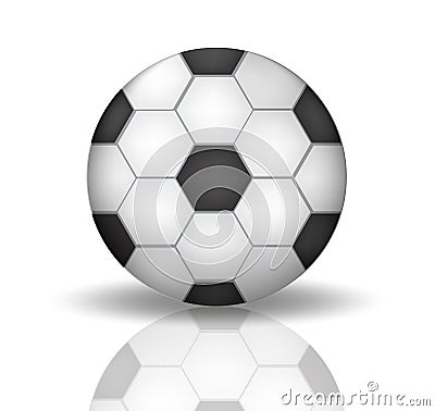Soccer ball icon in realistic, 3d style. Football, sport concept. Isolated on white background with reflection. Vector Vector Illustration