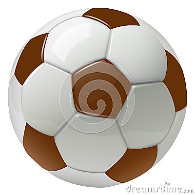 Soccer ball isolated, white brown 3D sphere icon Vector Illustration
