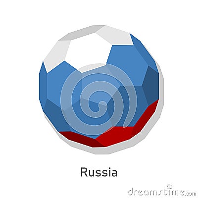 3D soccer ball with Russia team flag. Vector Illustration