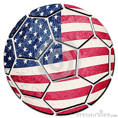 Soccer ball national USA flag. American football ball. Stock Photo