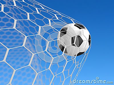 Soccer ball in net Stock Photo