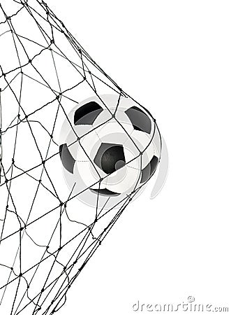 Soccer ball in the net gate Stock Photo