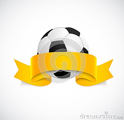 Soccer ball with orange ribbon Vector Illustration