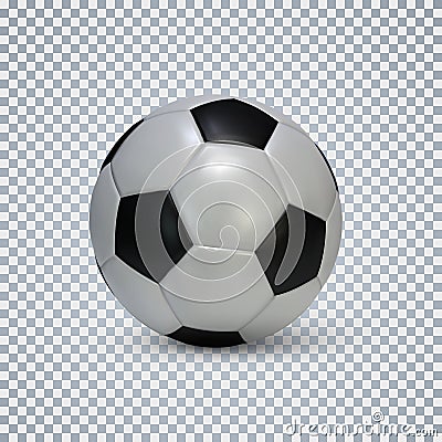 Soccer ball. Realistic football ball with shadow on transparent background. Vector illustration Vector Illustration