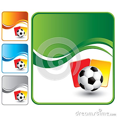 Soccer ball with red and yellow cards Vector Illustration