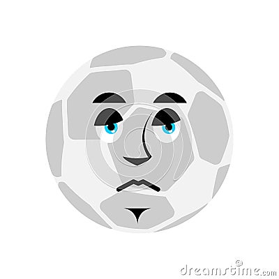 Soccer ball sad Emoji. Football Ball sorrowful emotion avatar Vector Illustration