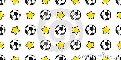 Soccer ball seamless pattern vector football star sport isolated tile background wallpaper illustration Cartoon Illustration