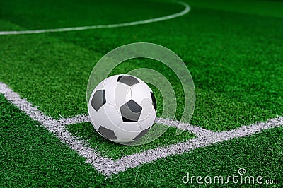 Soccer ball and soccer field. Football concept Stock Photo