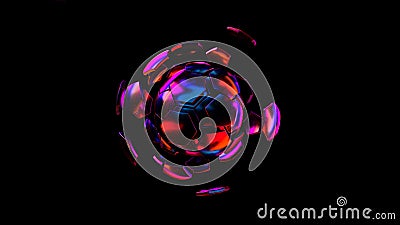 Soccer ball split parts and segments. 3d rendering in iridescent colors Cartoon Illustration