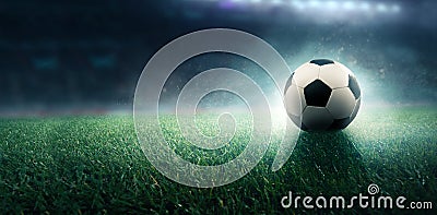 Soccer ball in the Stadion EU Stock Photo