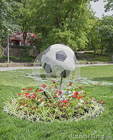 Soccer ball in the summer Gorky Park Editorial Stock Photo