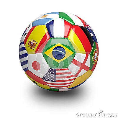 Soccer Ball with World Cup Team Flags Stock Photo