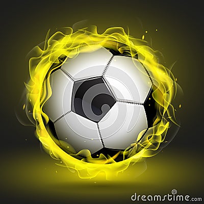 Soccer ball in yellow flame Cartoon Illustration