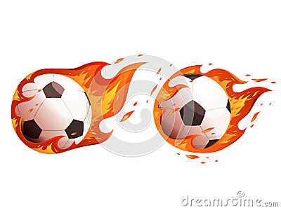 Soccer balls on fire. Design for a football match Vector Illustration