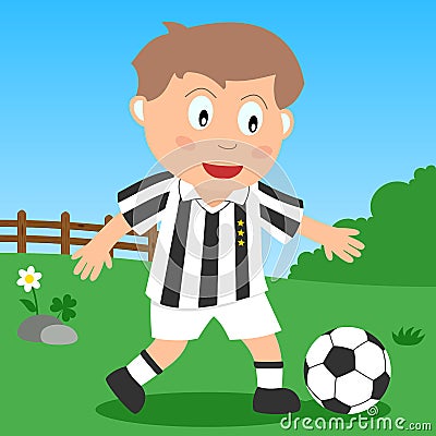 Soccer Boy in the Park Vector Illustration