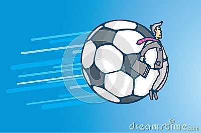 Soccer business or businessman hit by giant ball Vector Illustration
