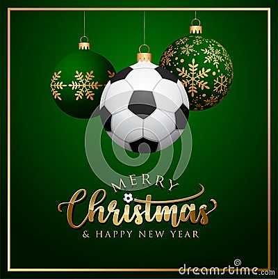 Soccer Christmas balls - Greeting Card Vector Illustration