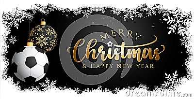 Soccer Christmas Greeting card - Black and Gold Vector Illustration