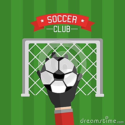 Soccer club hand goalkeeper ball and red Vector Illustration