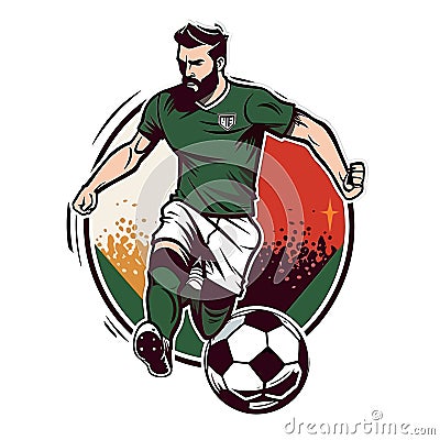 Soccer match. Soccer coaching training. Soccer club. cartoon vector illustration. label, sticker, t-shirt printing Cartoon Illustration