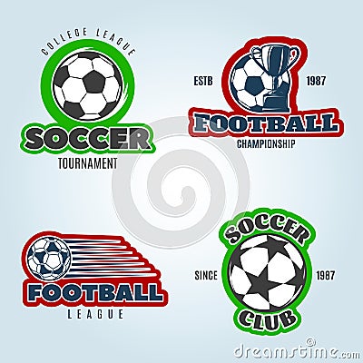 Soccer Colored Logos Vector Illustration