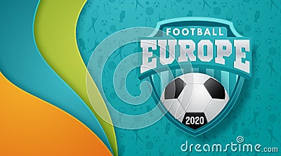 Soccer European championship. 2020 Abstract Turquoise dynamic background soccer banner Football. Vector illustration Vector Illustration