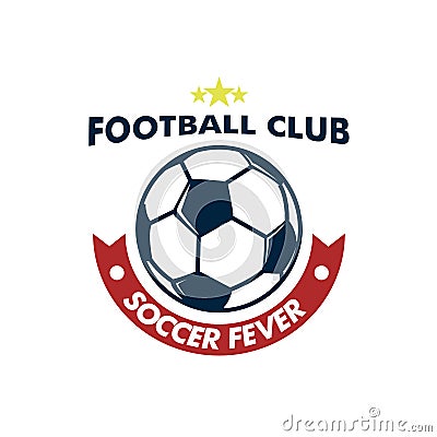 Soccer Fever Big Ball Footbal Club Emblem Vector Illustration