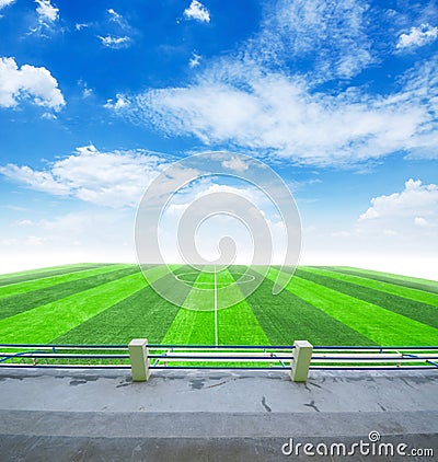 Soccer field and blue sky Stock Photo