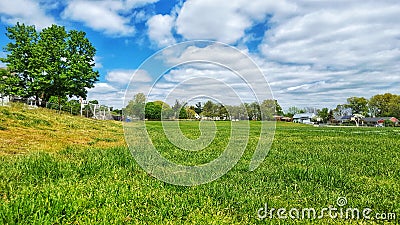 Soccer field in a day light. Stock Photo