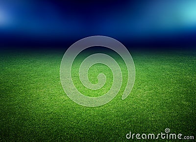 Soccer field and lights Stock Photo
