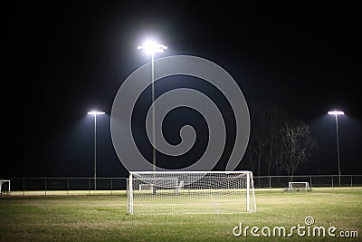 Soccer Field at Night Stock Photo