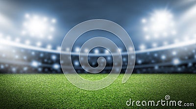 Soccer field and spotlight background in the stadium Stock Photo