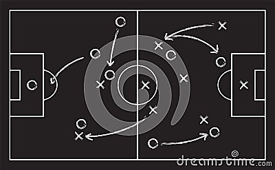 Soccer field strategy game tactic football vector board game plan. Soccer team strategy Vector Illustration