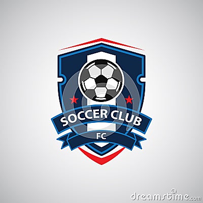 Soccer Football Badge Logo Design Templates | Sport Team Identity Vector Illustrations isolated on blue Background Vector Illustration