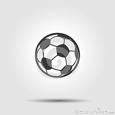 Soccer football ball flat icon with shadow Vector Illustration