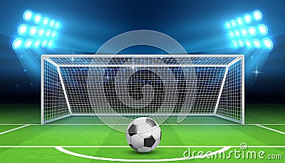 Soccer football championship vector background with sports ball and goals. Penalty kick concept Vector Illustration