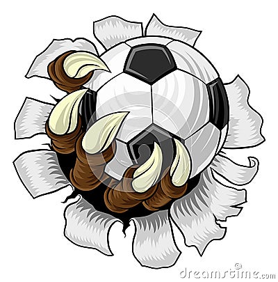 Soccer Football Ball Claw Cartoon Monster Hand Vector Illustration