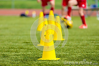 Soccer football equipment; training football soccer field Stock Photo