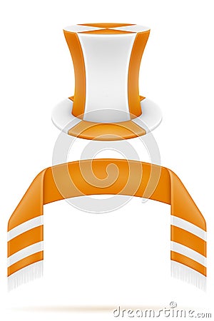 Soccer football fans attribute scarf and hat illustration Vector Illustration